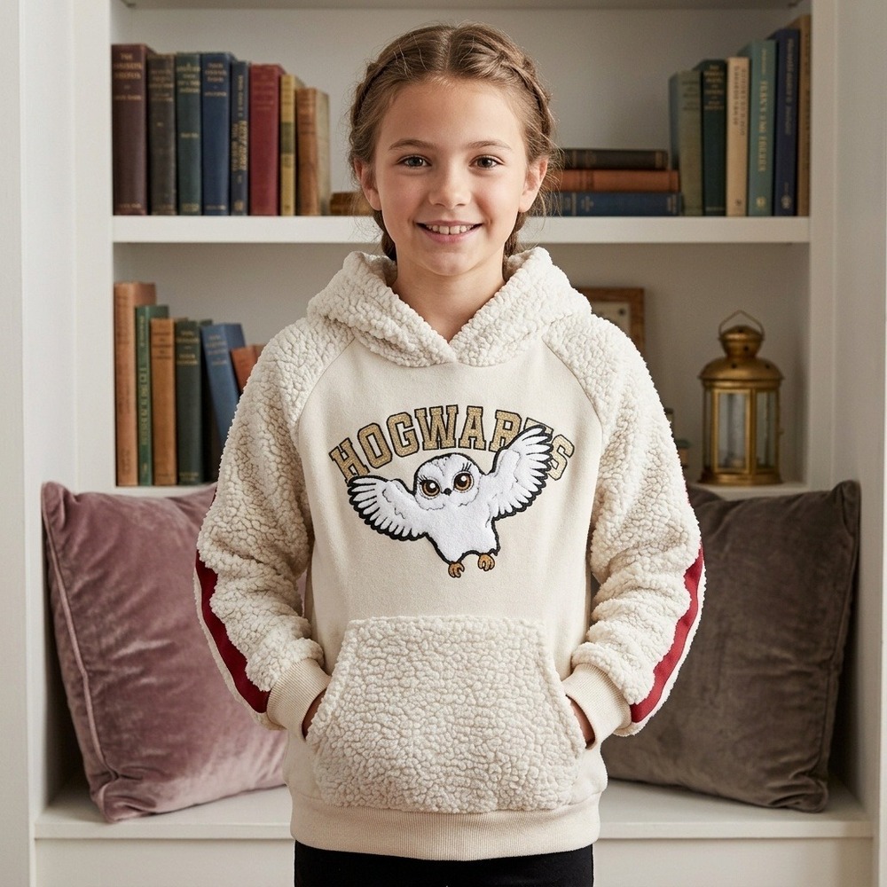 Harry Potter x H&M Fleece Sweatshirt Hoodie Girls Youth Sz 6x/7 Hedwig Hogwarts